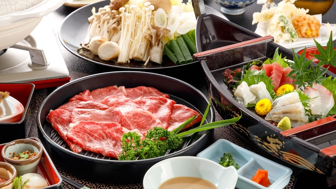 【お値打ち価格で幡豆和牛を楽しむ☆すき焼きコース】お子様も食べやすく家族旅行に♪地魚の舟盛り付き！